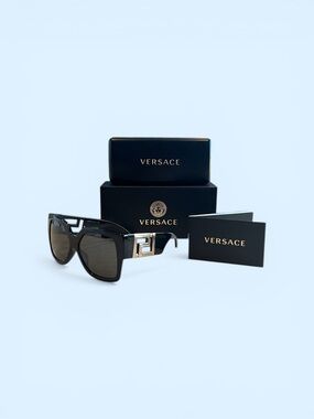 Versace Women’s Black Sunglasses with Gold Accents, VE4402